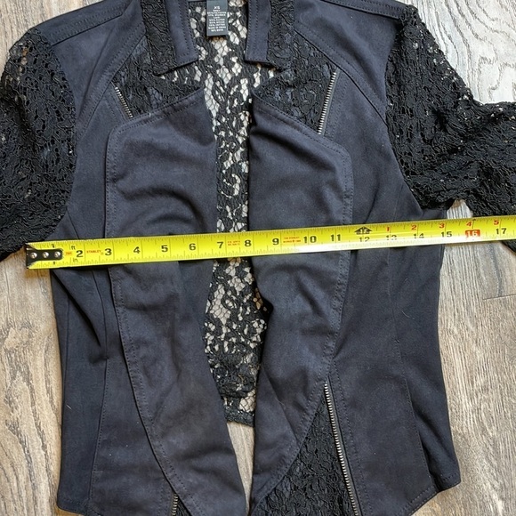 International Clothing Company Women’s Black Suede and Lace Moto Jacket, sz XS - Picture 11 of 11